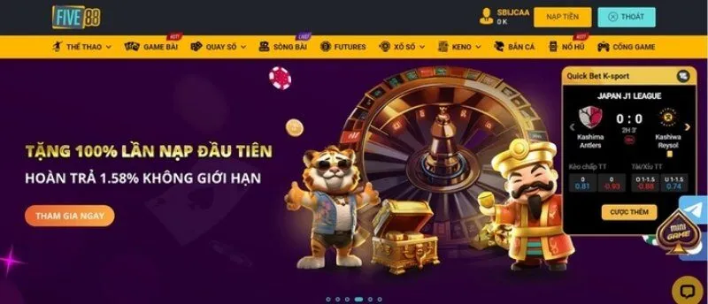FIVE88 - Sân Chơi Cá Cược Đẳng Cấp Thăng Hoa Cảm Xúc 2 Giao diện FIVE88 thân thiện