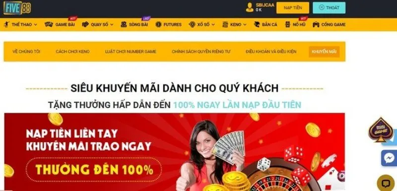 FIVE88 - Sân Chơi Cá Cược Đẳng Cấp Thăng Hoa Cảm Xúc 4 Thưởng chào mừng FIVE88